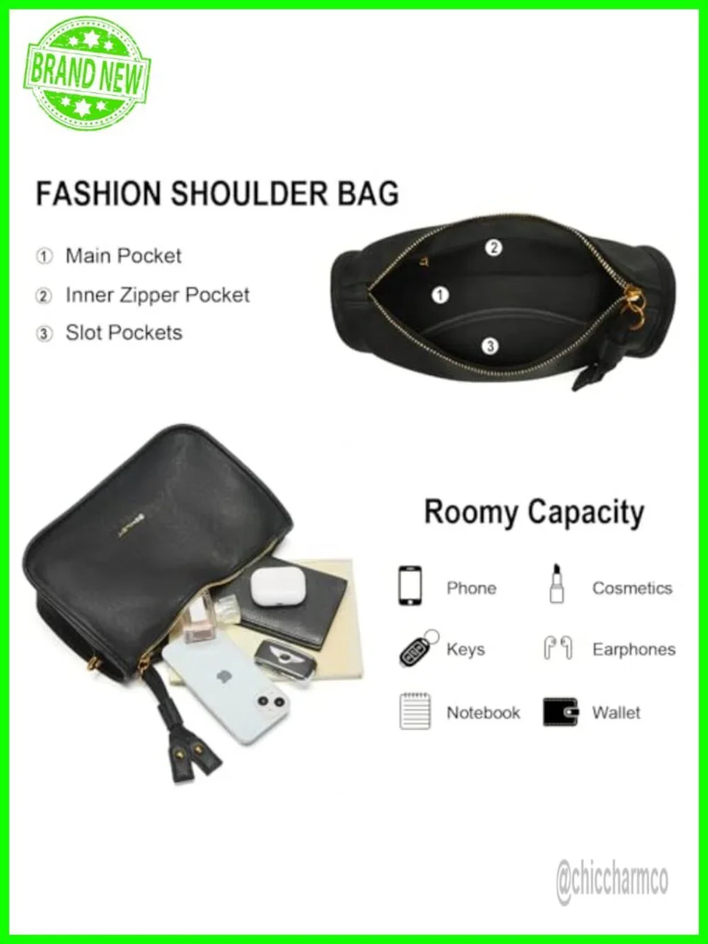 PU Leather Hobo Shoulder Bag Crossbody Clutch with 2 Removable Straps